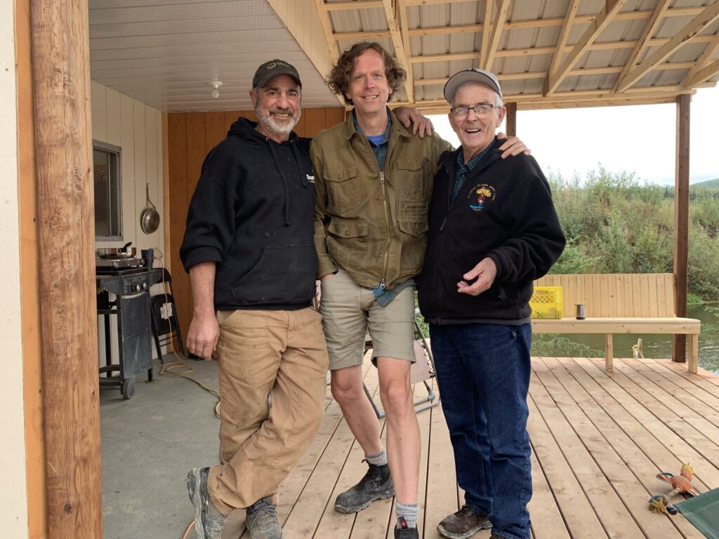 Bruce Schindler (middle), with Chris Doumitt (left) and Ken Tatlow (right), a couple of gold miners from the Dawson Gold Fields.